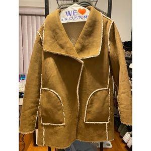 Reversible Long Suede Shearling Teddy Coat
